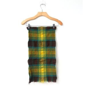 Flannel Plaid Scarf Green Tartan Fringe Scottish Shawl Wrap Winter Warmer Adult